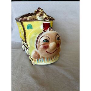 Vintage California Pottery Sierra Vista Ceramics Yellow Train Cookie Jar, 1950s